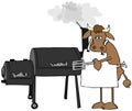 Cow cooking on a large smoker/grill Royalty Free Stock Photo