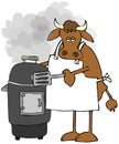 Cow cooking on a smoker Royalty Free Stock Photo