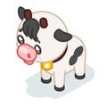 Cow cub isometric 3d cute beef baby animal cartoon flat design icon character vector illustration Royalty Free Stock Photo