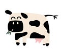 Cow. Cute cartoon cow chewing grass. Farm animals. Royalty Free Stock Photo