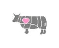 Cow cutting meat pixel art. 8 bit Butcher Manual butchering beef carcasses pixelated