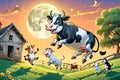Cow Dance Funny Secret Night Time Lunar Farm Fun