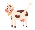 Cow. Domestic Farm Animal. Funny characters. Perfect for print, logo of the food and milk store. Vector cartoon illustration Royalty Free Stock Photo