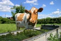 Cow at drinking trough Royalty Free Stock Photo