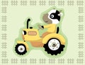 Cute cow cartoon on yellow tractor Royalty Free Stock Photo