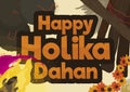 Cow Dungs, Woods, Flowers and More Elements for Holika Dahan, Vector Illustration