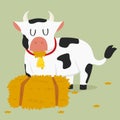 Cow Eating Hay Vector Illustration Royalty Free Stock Photo