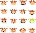 Cow Emoticon Vector Simple Illustration Many Expressions