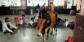 cow enter around people place in India aug 2019 Royalty Free Stock Photo