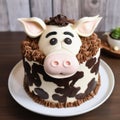 Cow Face Cake: Layered And Textured Pastries With Comic Cartoon Style Royalty Free Stock Photo