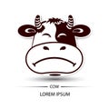 Cow face frown logo and white background