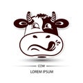 Cow face touchy logo and white background