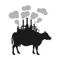 Cow with factory on the back as metaphor of cow fart.