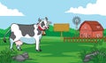 Happy cow in the farm village Royalty Free Stock Photo