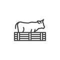 Cow, farm animal line icon