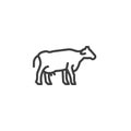Cow, farm animal line icon