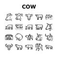 cow farm dairy cattle milk white icons set vector Royalty Free Stock Photo