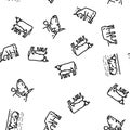 cow farm dairy cattle milk white vector seamless pattern