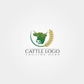 Cow farm icon template, cattle farm symbol, creative vector logo design, livestock, animal husbandry, illustration element Royalty Free Stock Photo