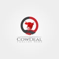 Cow farm icon template, cattle farm symbol, deal, creative vector logo design, livestock, animal husbandry, illustration element Royalty Free Stock Photo