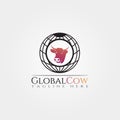 Cow farm icon template, cattle farm symbol, global cow , creative vector logo design, livestock, animal husbandry, illustration Royalty Free Stock Photo