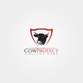 Cow farm icon template, cattle farm symbol, cow protection, creative vector logo design, livestock, animal husbandry, illustration Royalty Free Stock Photo