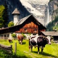 Cow Farm in Lauterbrunnen Switzerland