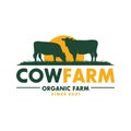 Cow farm Logo. Vintage Cattle Angus Beef logo design vector