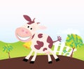 Cow on farm. Vector cartoon. Royalty Free Stock Photo