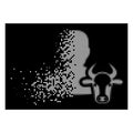 White Decomposed Pixelated Halftone Cow Farmer Icon