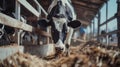 The cow feeding in barn..AI generated image Royalty Free Stock Photo