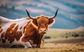 Cow in the field, eating grass and looking good, make with AI