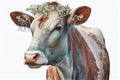A cow generative ai illustration in boho style, featuring vibrant colors and intricate patterns
