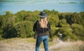 Cow girl at countryside, American style for ladies Royalty Free Stock Photo