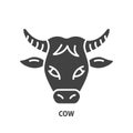 Cow glyph icon. Cattle breeding symbol. Vector illustration Royalty Free Stock Photo