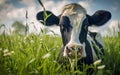 A cow grazes in the meadow Royalty Free Stock Photo