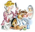 Cow in hairdressing salon