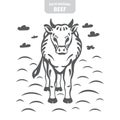 Cow hand-drawn vector illustration. Royalty Free Stock Photo