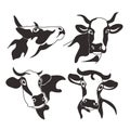 Cow head cattle silhouette milk