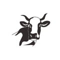 Cow head cattle silhouette milk Royalty Free Stock Photo