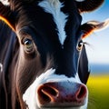 Cow head close-up. Conceptual image of a farm animal. AI Generated Royalty Free Stock Photo