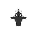 Cow head with crown. Farm Animal. Best Beef or milk symbol