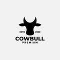 Cow head face silhouette black minimalist modern style logo design vector Royalty Free Stock Photo