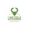 Cow head with gear horn logo design vector graphic symbol icon illustration creative idea Royalty Free Stock Photo