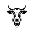 Cow Head Icon, Cattle Symbol, Milk Farm Logo, Minimal Cow Portrait Royalty Free Stock Photo