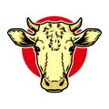 Cow head icon. Outline nand drawn illustration