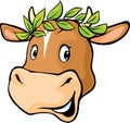 Cow head with a laurel wreath