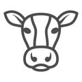 Cow head line icon, livestock concept, cattle sign on white background, Dairy cow head silhouette icon in outline style Royalty Free Stock Photo