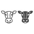 Cow head line and solid icon, livestock concept, cattle sign on white background, Dairy cow head silhouette icon in Royalty Free Stock Photo