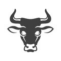 Cow head silhouette isolated on white background vector object in retro style. Royalty Free Stock Photo
